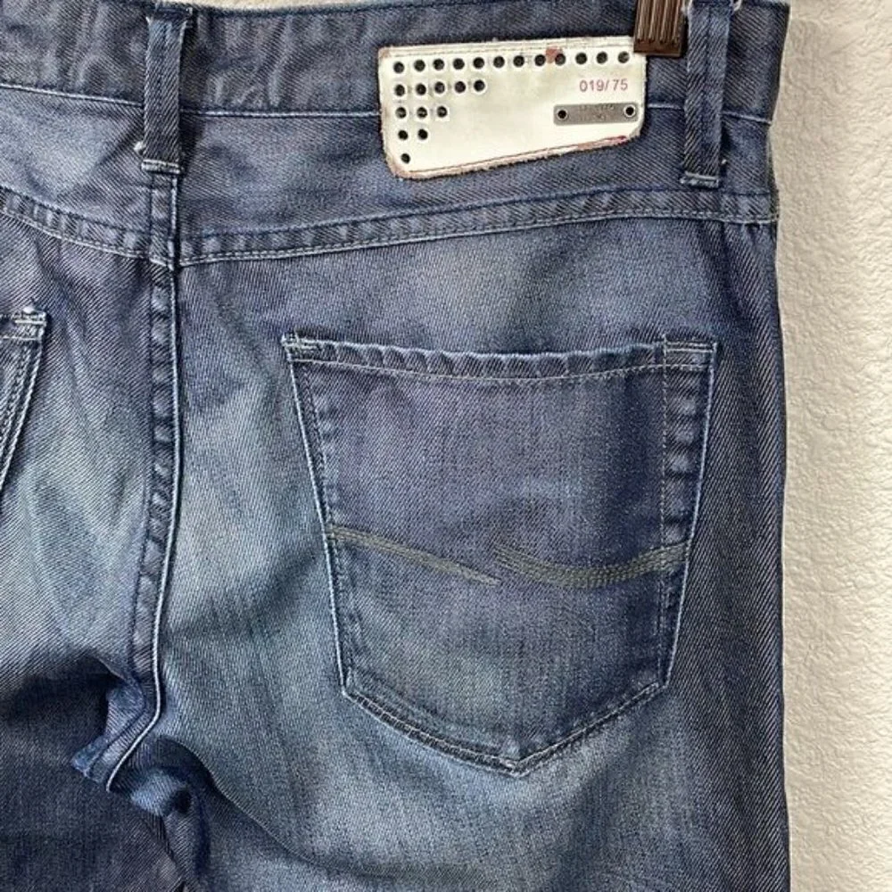 Jack & Jones Mens Straight Leg Jeans Dark Blue Button Fly Relaxed